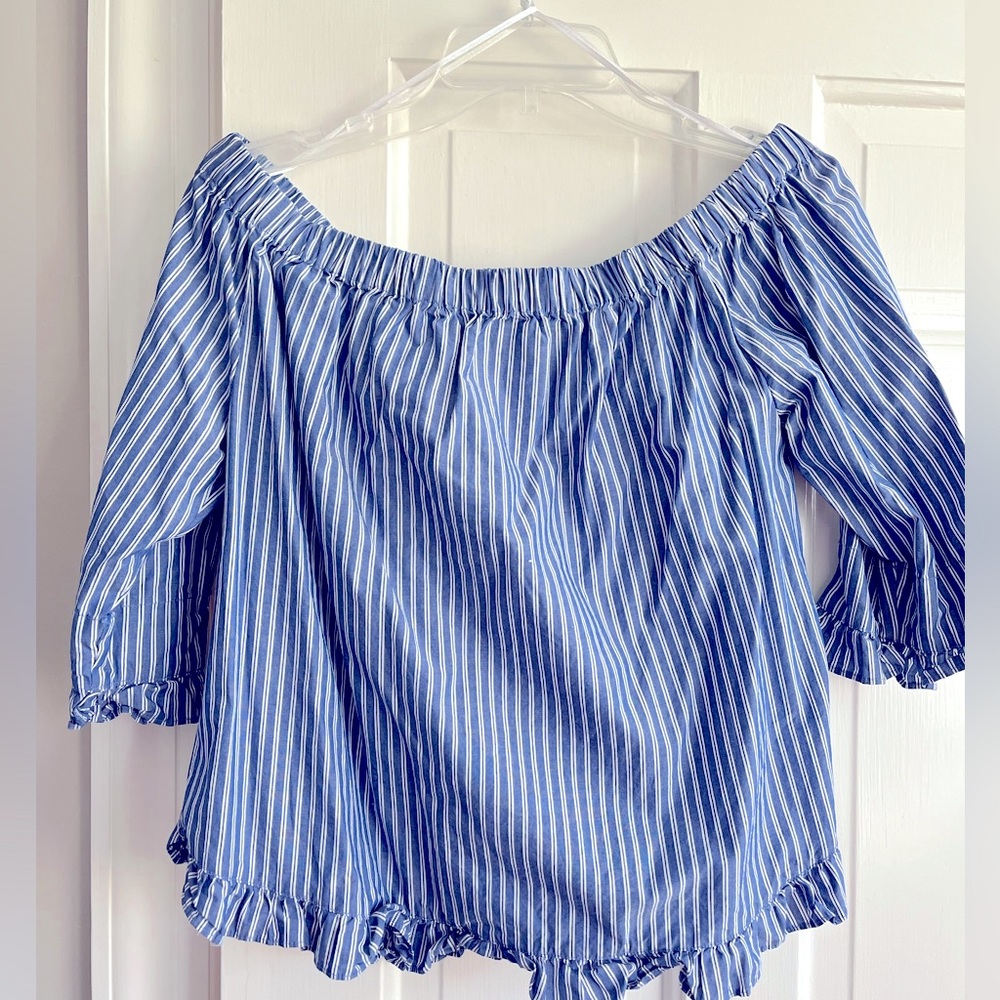 Blue Off the Shoulder Top